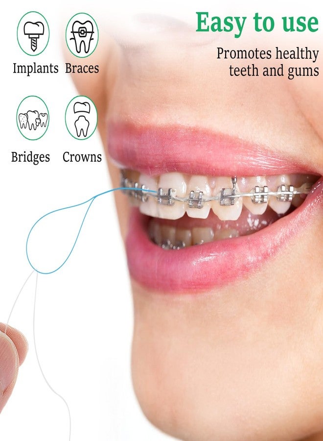Larrel 200 Count Floss Threader,Floss for Braces Bridge Flossers for Adults Bridges Orthodontic Dental Flossers Threaders with Box for Braces Bridges and Implants(Blue Green) - Image 5